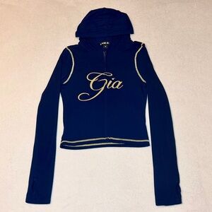 I.AM.GIA Dark Blue Hoodie with Gold Accents